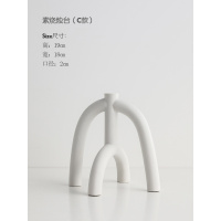 北欧创意水管陶瓷烛台家居摆件酒店样板房现代简约客厅边柜蜡烛台 素烧烛台(C款)