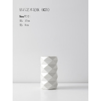 北欧简约陶瓷花瓶直筒小清新钻石几何客厅卧室插花家居装饰品摆件 钻石花瓶-小号