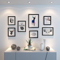 创意装饰相框挂墙组合照片墙儿童房欧式相片墙客厅卧室画框背景墙 纯黑组合