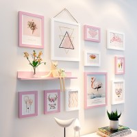 少女房间装饰照片墙创意墙上相框墙组合连体挂墙一面墙个性相片墙 白粉粉色之爱(PS-010)