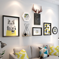 相框创意挂墙组合套装简约相片框结婚照画框欧式创意照片框像框架 黑白(狐狸先生) 占墙面积200cm*97cm