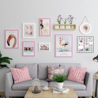 北欧风格餐厅墙面装饰挂件客厅墙壁墙上创意挂饰卧室墙饰鹿头壁挂 白粉常规款(火烈鸟)