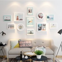 相框创意挂墙组合7 10寸简约实木画框摆台洗照片加相框照片墙装饰 白青海边之恋(PM14B) 组合一套价