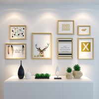北欧照片墙创意相框组合客厅挂墙画框 现代简约相片墙装饰 金色组合