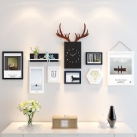 照片墙装饰品创意个性客厅相册相框挂墙组合房间背景相片墙自粘贴 PM6黑白钟表款(守候)