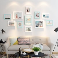 相框创意挂墙组合7 10寸简约实木画框摆台洗照片加相框照片墙装饰 白青海边之恋(PM14A) 组合一套价