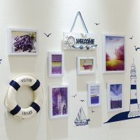 地中海照片墙装饰客厅背景墙相框挂墙组合创意网红房间布置免打孔 PS-7D全白