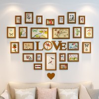 客厅心形照片墙装饰洗照片相片墙卧室创意爱心相框挂墙组合连体挂 咖啡色(复古)