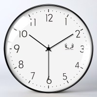 现代简约挂钟客厅个性创意时尚家用大气时钟北欧艺术钟表装饰 极简系D款-金属黑框 12英寸