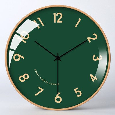 现代简约挂钟客厅个性创意时尚家用大气时钟北欧艺术钟表装饰 高雅系A款-实木原框 12英寸