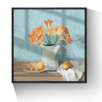 向阳 现代简约餐厅花卉装饰画抽象油画饭厅壁画墙面挂画客厅卧室 7329 60*60古典深木框AA纹理油画布