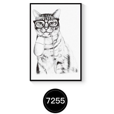 喵控 现代简约创意组合宠物猫咪装饰画客厅壁画墙面 7255 50*70典雅金框油画布画面AA(单幅价格,多幅请使用购物车