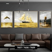 一帆风顺客厅装饰画现代简约大 7607/7608/7609 60*80/120*80/60*80动感银框晶瓷镶钻LB(金