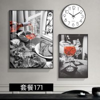 品味人生餐厅墙面装饰挂画轻奢酒杯组合装饰画带钟 套餐171 多尺寸组合(60*80(竖版1副)/40*60(竖版1副)(
