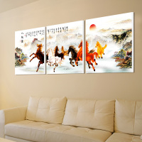 九鱼图壁画新中式富贵客厅沙发背景墙装饰画现代 TB-0136a 50*50(建议2-3米墙面)一套三幅的价格25mm厚板