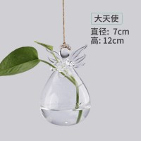 水培玻璃花瓶透明植物花盆壁挂创意diy墙上装饰悬挂小吊瓶小清新 悬挂大天使送麻绳1米