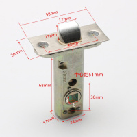 执手锁室内单舌房锁配件老款锁舌锁芯锁体中心距51mm50 51mm锌合金房门锁舌