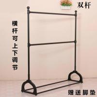 晾衣架落地双杆室内卧室伸缩折叠凉衣架闪电客家用阳台双层简易升降衣架 双横杆长150*高180