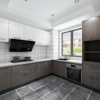 一屋现代木纹全屋整体厨房橱柜定制开放式组合厨柜装修设计定做闪电客橱柜 预约测量设计