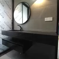 定制整体岩板浴室柜组合落地式现代简约洗漱台双盆洗手台脸池一体闪电客浴室柜 升级二代智能镜柜+600元