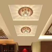  闪电客现代简约LED水晶过道灯走廊灯筒灯嵌入式圆形入户玄关灯射灯