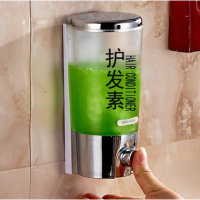 宾馆酒店浴室实用免打孔壁挂皂液器洗手液瓶子创意沐浴露洗发水盒 电镀单头400ml(护发素字)