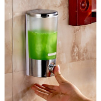 宾馆酒店浴室实用免打孔壁挂皂液器洗手液瓶子创意沐浴露洗发水盒 电镀单头400ml(无字)