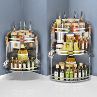 不锈钢厨房置物架闪电客台面转角三角形调味料架子壁挂落地收纳