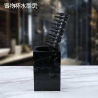 大理石纹北欧卫浴五件套卫生间闪电客洗手台托盘酒店浴室洗漱套装轻奢墨黑置物杯