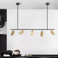 金色射灯轨道吊灯闪电客店铺商用北欧长条餐厅灯具5头led长杆服装店射灯