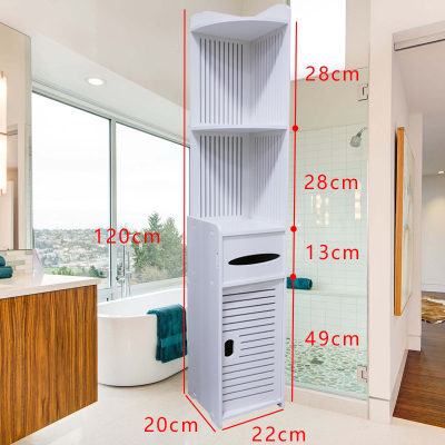 浴室转角置物架卫生间三角架子落地式角柜 洗漱台收纳储物柜 120高时尚百叶转角单开门