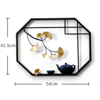 立体中式壁饰客厅背景墙面闪电客装饰品挂饰电视墙壁挂现代墙饰铁艺挂件 茶壶银杏二B-大号