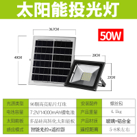 太阳能灯户外家用 亮庭院灯闪电客新农村照明 壁灯led感应围墙灯 50W太阳能投光灯[智能光控+遥控]