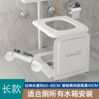 简易孕妇二合一折叠壁挂式蹲坑改马桶坐便器闪电客家用卫生间老人坐便椅 长款+30CM一字扶手 其他/other