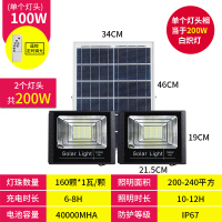 LED太阳能灯农村庭院路灯户外闪电客 室外家用照明 亮大功率一拖二 两个200W灯一拖二