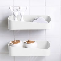 挂件澡堂自粘浴池厕所挂架厨卫沐浴置物架面巾化妆品浴室牙膏悬挂 几何形加厚白色2个装