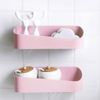 挂件澡堂自粘浴池厕所挂架厨卫沐浴置物架面巾化妆品浴室牙膏悬挂 几何形加厚粉色2个装