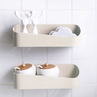 挂件澡堂自粘浴池厕所挂架厨卫沐浴置物架面巾化妆品浴室牙膏悬挂 几何形加厚杏色2个装