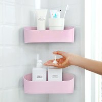 挂件澡堂自粘浴池厕所挂架厨卫沐浴置物架面巾化妆品浴室牙膏悬挂 几何三角形加厚粉色2个装