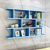 创意书架闪电客墙壁架子隔板墙上置物架现代简约客厅电视背景墙壁挂装饰 140深20高96.4蓝色