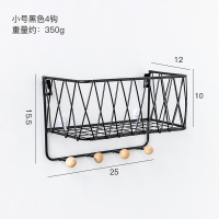 墙面装饰挂件墙壁进户闪电客口挂钩上卧室创意房间布置入户挂饰收纳 4钩小号网篮黑