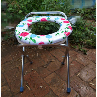 老人坐便椅可折叠闪电客不锈钢孕妇坐便器蹲坑加固便椅子家用移动马桶凳 不锈钢折叠款不带盆40高