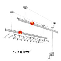 单杆升降晾衣架 阳台手摇晾衣杆闪电客晒被双杆式太好凉衣架 2.7米(二杆)银白色12个衣架