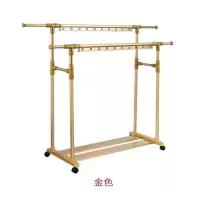 晒衣架 落地晾衣架铝合金 双杆伸缩式防风衣架 闪电客室外衣架1363 金色