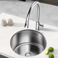 宿色304不锈钢圆形水槽洗菜盆单槽厨房吧台岛台阳台水池圆盆加厚小号