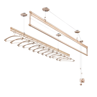 闪电客 升降晾衣架阳台手摇晾衣杆双杆式室内自动家用凉衣晒被架 冰川银三杆2.4米30个晶泳衣架 大