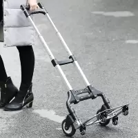 闪电客家用手拉车小便携折叠行李车拖车推车拉货拉杆车搬运买菜购物车托 红色升级橡胶轮
