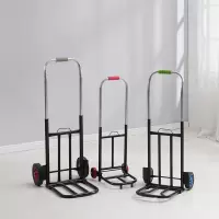 折叠行李车载重王手拉车搬运购物拖车便携拉货拉杆车小拉车手推车 大号黑+满焊[载重王橡胶轮]+送2绳