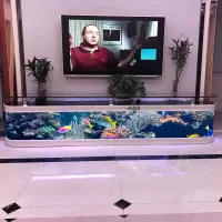 客厅背景墙电视柜生态鱼缸方形免换水族箱玻璃茶几金鱼缸1.5米2米 欧式双圆白色2米*40*58