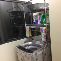 不锈钢马桶洗衣机置物架上开滚筒翻盖卫生间浴室落地阳台收纳 二层直翻盖洗衣机铝塑板置物架